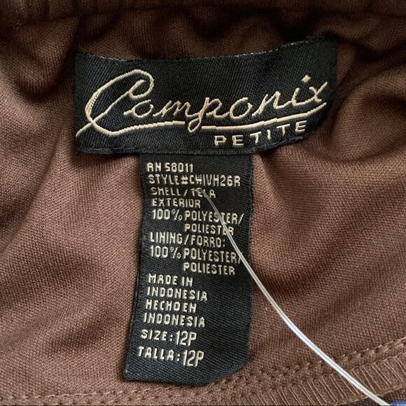 Componix Dress Petite Brown Tiered Halter Chiffon Dressy Dress Size 12P - Picture 2 of 10